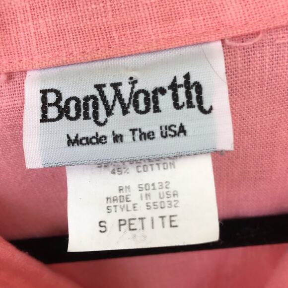 Vintage BonWorth salmon Pink blue flowers Embroidered size petite small - Picture 3 of 6